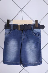 Babyhola Pamuk Botanik Desenli Gömlek Kot Şort Erkek Bebek Çocuk Bayramlık Takım Elbise Safari Doğum Günü Konsept 22343 - 5