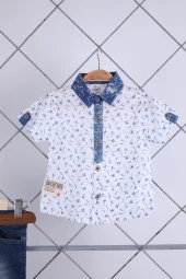 Babyhola Pamuk Gömlek Kot Pantolon Erkek Bebek Çocuk Bayramlık Takım Elbise 22356 - 2