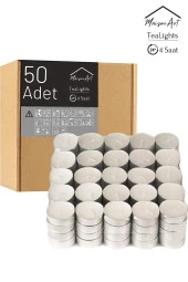 50 Adet | Buhurdanlık Mumu | 4 Saat Yanan Tea Light Mum | Dekoratif Mumluk Mumu - 1