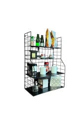 Modern Tasarım 4 Katlı Siyah Duvara Monte Dekoratif Raf - 1