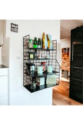 Modern Tasarım 4 Katlı Siyah Duvara Monte Dekoratif Raf - 2