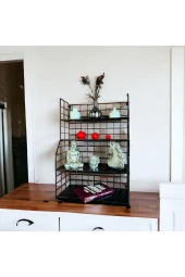 Modern Tasarım 4 Katlı Siyah Duvara Monte Dekoratif Raf - 6