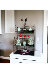 Modern Tasarım 4 Katlı Siyah Duvara Monte Dekoratif Raf - 7