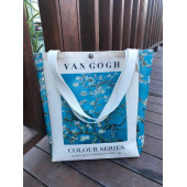 Van Gogh Badem Çiçeği Kanvas Bez Çanta Yıkanabilir Çıtçıtlı Cepli - 1