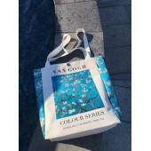 Van Gogh Badem Çiçeği Kanvas Bez Çanta Yıkanabilir Çıtçıtlı Cepli - 2