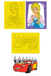 Disney Frozen&Cars, 10 Adet Büyük Boy A4, Kız-Erkek Çocuk Kum Boyama Kartı Seti-Red Castle KB-D-103 thumbnail 3