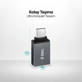 Ttec Type-C to USB 3.0 Dönüştürücü Adaptör, 5 Gbps Veri Aktarım Mini Otg Type C Type-c Dönüştürücü - 3