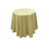 Atlas Kenarlı Yuvarlak Sarı 200cmx200cm Çift Kat Pamuklu Saten Bantlı Masa Örtüsü - 1
