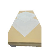 Krem 2 Adet 80cmx80cm ve Sarı 140cmx240cm Çift Kat Pamuklu Atlas Kenarlı Masa Örtüsü 3 lü Set - 1