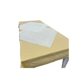 Krem 2 Adet 80cmx80cm ve Sarı 140cmx240cm Çift Kat Pamuklu Atlas Kenarlı Masa Örtüsü 3 lü Set - 2