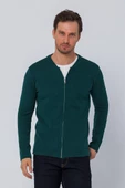 Erkek Regular Fit Rahat Sade Önü Fermuarlı Hırka - 6