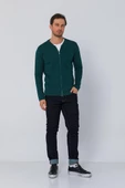 Erkek Regular Fit Rahat Sade Önü Fermuarlı Hırka - 7