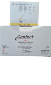 Mezoterapi iğnesi 250 adet 4mm Genject - 100 adet 13mm Bd - 1