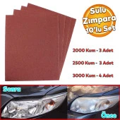 Araç Otomotiv Far Temizle Parlatma İnce Kalın Kum Su Zımpara Kağıt Set 2000-2500-3000 Kum (10 Adet) - 1