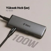 Ttec PD 100W 4in1 Type-C to Dönüştürücü Hub Type-C to PD3.0 4K HDMI USB-A 3.2 Usb Çoğaltıcı Görüntü Aktarım Cevirici - 3