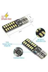 T10 Dipsiz W5w Canbus 24 Ledli Beyaz Park Plaka Ampulü (10 Adet) - 5