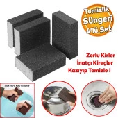 Banyo Wc Lavabo Taşı Mutfak Evye Musluk Kireç Yağ Kir Kazıma Temizleme Islak Kuru Sünger 4Lü SET - 1
