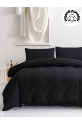 Lotusline Home Ranforce Tek Kişilik Lüks Pamuklu Nevresim Takımı - Seti Siyah - 1