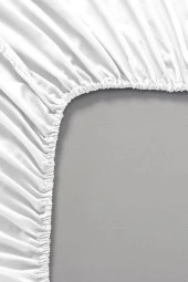 Lotusline Çift Kişilik Lüks 160*200 Kumaş Lastikli Çarşaf Takımı Yastıklı - Beyaz - 3