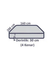 Lotusline Çift Kişilik Lüks 160*200 Kumaş Lastikli Çarşaf Takımı Yastıklı - Beyaz - 5