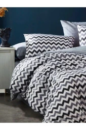 Lotusline Home Zigzag Desen Pamuklu Çift Kişilik Nevresim Takımı - Seti - 1