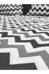 Lotusline Home Zigzag Desen Pamuklu Çift Kişilik Nevresim Takımı - Seti - 2