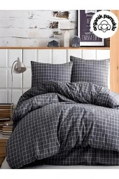 Lotusline Home Minikaro Çift Kişilik Pamuklu Nevresim Seti Çarşafsız - 1