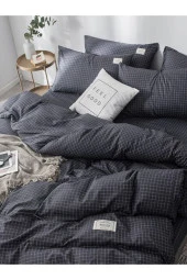 Lotusline Home Minikaro Çift Kişilik Pamuklu Nevresim Seti Çarşafsız - 3