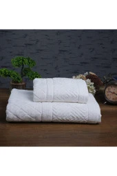 Lotusline | 50x90 + 100x150 Cm | Piramit | %100 Pamuk | 6 renk | 2'li | Banyo Havlusu Seti - 1