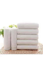Lotusline Home Lüks %100 Pamuk Beyaz Banyo Havlusu 2 Adet 70 * 140 - 1