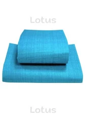 Lotusline Fırça Desen Ranforce Lastikli Fitted Çarşaf Takımı Tek Kişilik Yastıklı Mavi 120x200 - 2