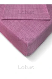 Lotusline Fırça Desen Ranforce Lastikli Fitted Çarşaf Takımı Tek Kişilik Yastıklı Mürdüm 120x200 - 2
