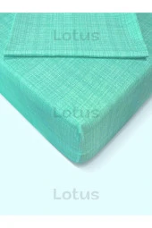 Lotusline Fırça Desen Ranforce Lastikli Fitted Çarşaf Takımı Tek Kişilik Yastıklı Su Yeşili - 3