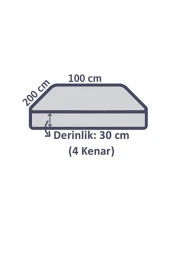 Lotusline Fırça Desen Ranforce Lastikli Fitted Çarşaf Takımı Tek Kişilik Yastıklı Su Yeşili - 4