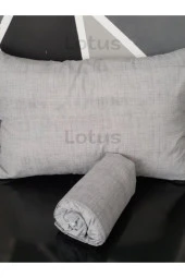 Lotusline Fırça Desen Ranforce Lastikli Fitted Çarşaf Takımı Tek Kişilik Yastıklı Gri 120x200 - 4