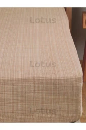 Lotusline Fırça Desen Ranforce Lastikli Fitted Çarşaf Takımı Tek Kişilik Yastıklı Kahverengi 120x200 - 1