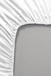 Lotusline Tek Kişilik Lüks Pamuklu 100*200 Kumaş Lastikli Çarşaf Takımı Yastıklı - Beyaz - 3