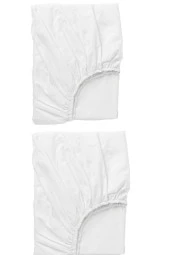 Lotusline Tek Kişilik Lüks Pamuklu 100*200 Kumaş Lastikli Çarşaf Takımı Yastıklı - Beyaz - 4