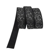 Angel Çanta Aksesuar 3 cm Polyester Kolon Siyah Gümüş Simli 1 Metre thumbnail 1