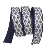 Angel Çanta Aksesuar 3 cm Polyester Kolon Lacivert Beyaz Simli 1 Metre thumbnail 1