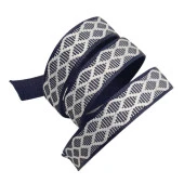 Angel Çanta Aksesuar 3 cm Polyester Kolon Lacivert Beyaz Simli 1 Metre thumbnail 4