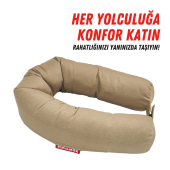 XPERMATE Fermuarlı Seyahat Yastığı Cırt Cırtlı Seyahat Boyun Yastığı Yolculuk Yastığı 110cm Bej - 2