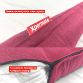 XPERMATE Fermuarlı Seyahat Yastığı Cırt Cırtlı Seyahat Boyun Yastığı Yolculuk Yastığı 110cm Bordo - 4
