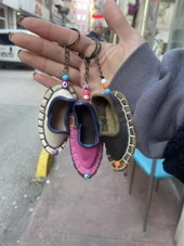 El Yapımı %100 Hakiki Deri Anahtarlık Mini Çarık thumbnail 1