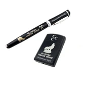 İsme Kişiye Özel Üç Hilal ve Bozkurt İşlemeli Çakmak Kalem Seti thumbnail 1