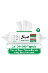 Sleepy Easy Clean Beyaz Sabun Katkılı Yüzey Temizlik Havlusu 2X100 (200 Yaprak) - 2