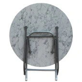 100 Cm Beyaz Mermer Desenli Yuvarlak Katlanır Masa Ders Çalışma ve Yemek Masası - 2