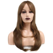 Katlı Kesim Perçemli Düz Fiber Sentetik Orta Boy Peruk - Bebek Kumralı thumbnail 4