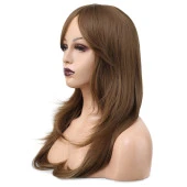 Katlı Kesim Perçemli Düz Fiber Sentetik Orta Boy Peruk - Bebek Kumralı thumbnail 2