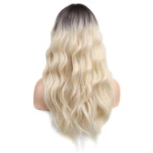 Dalgalı Perçemli Fiber Sentetik Orta Boy Peruk - Kahve / Beyaz Platin Röfleli thumbnail 3